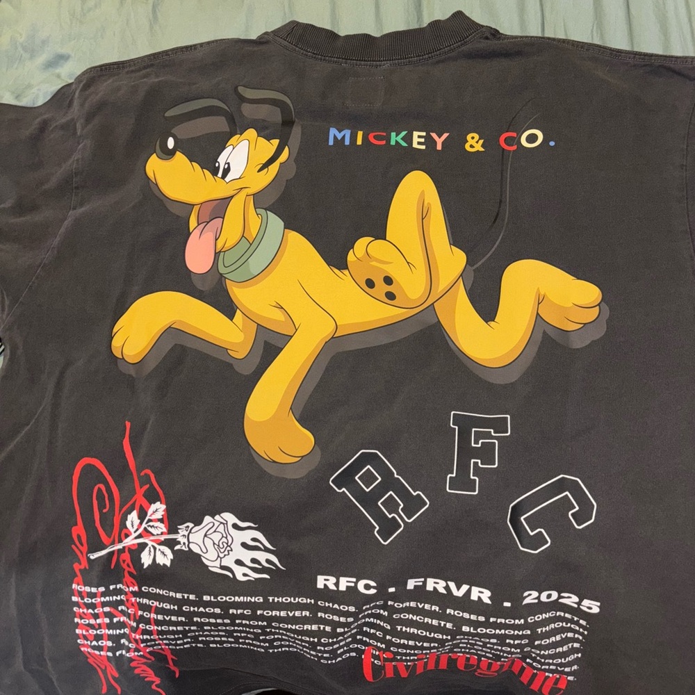 Black Short Sleeve Graphic T-Shirt with Pluto